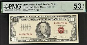 1966A $100 法定通貨 PMG 53EPQ 約未流通の赤いシール US Note Fr 1551
