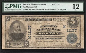 $5 1902 PB �}�T�`���[�Z�b�c�B�{�X�g�� �}�^�p��������s CH 11137 PMG 12