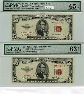 1953A 4 RZbNB $5 (#572) STAR @ʉ݃m[g Fr#1533* PMG  EPQ 65