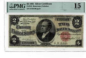 1891 $2 �V���o�[�ؖ���-fr.245--PMG Choice Fine 15--�R�����g�t���[!