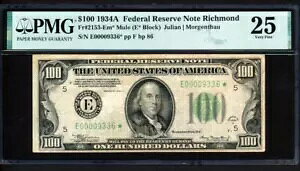 Fr.2153-Em* 1934A $100 b`h ~[ ***X^[*** [ VA 9336* PMG 25 VF A