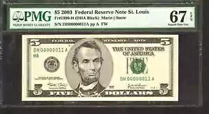 2003 $5 �A�M���������� FR.1990H ���[ �V���A�� #11 PMG GEM UNC 67 EPQ (011A)