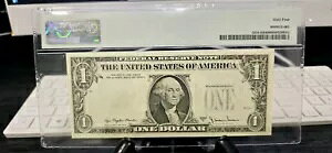 1977年 1ドル連邦準備紙幣のバックエラー64PMGにオーバープリント