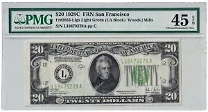 1928C $20 FRN Fr.2053L TtVXRs PMG Choice XF45 #3-001