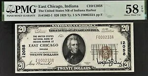 1929�N $20 National Bank East Chicago, Indiana CH# 12058 PMG 58EPQ 2�Ԗڂɍ���