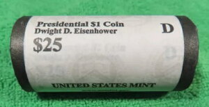 2015 D ドワイト アイゼンハワー 未開封 25 コイン ミント ロール 大統領ゴールデン ダラー