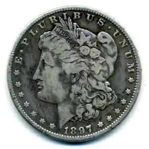 1897 O VF ���[�K�� �h�� �f�G�Ȕ��ɏ㎿�ȕč� 90% �V���o�[ �I���W�i�� ���A�� �R�C�� #4405