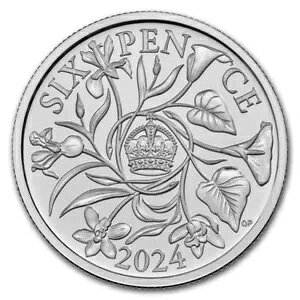 2024 イギリス銀貨 6 ペンス BU コイン (ディスプレイカード付き)