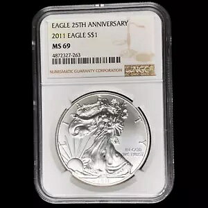 2011 25 ���N�L�O NGC MS69 �V���o�[ �A�����J�� �C�[�O�� AA W0205
