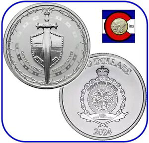 2024 ニウエ ソード オブ トゥルース 1オンス シルバー $2 コイン ダイレクトフィットカプセル入り - トゥルースシリーズ