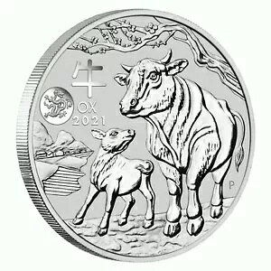 2021 $1 Lunar Year of the Ox with Dragon Privy 1�I���X �V���o�[ BU �R�C�� by �p�[�X�~���g