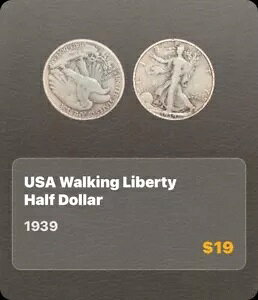 1939 D �č� US �E�H�[�L���O ���o�e�B �V���o�[ �n�[�t�_���[ �R�C�� EAGLE i117051