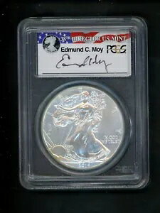 2014 US アメリカン シルバー イーグル $1.00 $1 PCGS MS69 UNC 署名 エドワード モイ監督