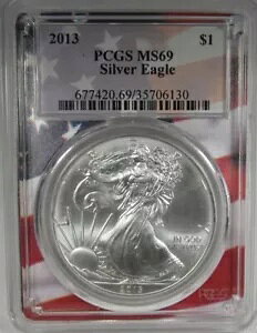 2013 アメリカン シルバー イーグル PCGS MS69 フラッグ フレーム ケース コイン AK793