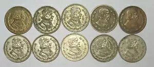 大判メキシコ国連ペソ銀貨10枚!国連ペソメキシココインロットは表示の通りです。 (K79)