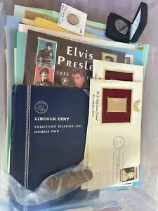たくさんの切手とコイン記念セット エルビス・プレスリー スペーススタンプ 小麦ペニー