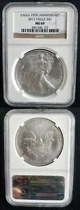 2011 アメリカン シルバー イーグル グレード NGC MS69 ブラウン ラベル 25 周年記念 24360