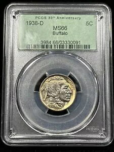 (Z33) 1938-D �o�b�t�@���[ �j�b�P�� 5c PCGS MS66 30 ���N�L�O�O���[�� �z���_�[