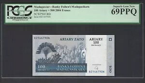 マダガスカル 100 アリアリ= 500 フラン ND(2004) P86b 未流通グレード 69