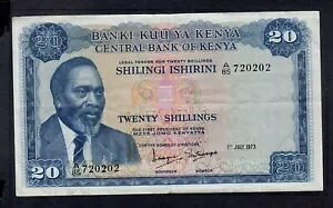 ケニア 20 シリング 1973 ピック # 8d VF。