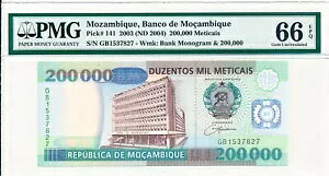Banco de Mocambique Ur[N 200000 eBZ 2003 PMG 66EPQ