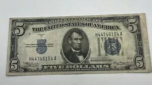 「US $5 Bill」1934 A 'Silver Certificate' Note ブルーシール - 流通