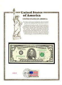 米国紙幣 5 ドル P-469 1981 UNC FDI 国連旗スタンプ付き A11200163A