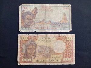 DJIBOUTI 500 (1979) + 1000 �t�������� - �g�p�ς�/�j������