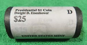 2015 D ドワイト アイゼンハワー 未開封 25 コイン ミント ロール 大統領ゴールデン ダラー