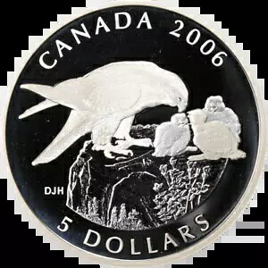 2006 �J�i�_ �V���o�[ $5 PF - Peregrine Falcon & Nestlings Ltd Ed �R�C�� & �X�^���v �Z�b�g