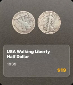 1939 D �č� US �E�H�[�L���O ���o�e�B �V���o�[ �n�[�t�_���[ �R�C�� EAGLE i117051