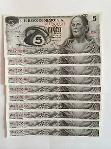 5 ペソ メキシコ紙幣 1971 年コレヒドラ セット (10) 連続シリーズ