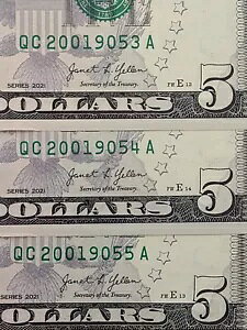 3X US $5 �h������ 20019053 54 55 �A�������t�@���V�[ �V���A���ԍ�