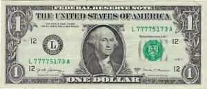 $1 FRN 2017 A �n�� 12 L �t�@���V�[ SN 77775173 �N���b�h�A5 ��ށA��� FS1A