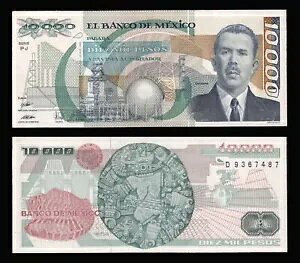 El Banco de Mexico 10,000 y\A1989 N 3  28 AV[Y PJBVA #9367487 P-90c UNC