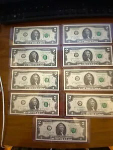 Lot (9) $2 UNC Notes WFt@[\哝̂ɏACNƂɁAj̈ꕔ̂̂ɂ܂傤!