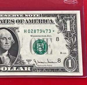 1977 年 スターノート 1 ドル紙幣 (セントルイス H) 未流通