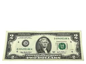 米国 2003A $2 連邦準備紙幣、クリスプ、S/N D 09495166 A (#489)