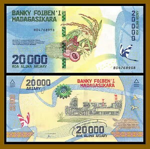 �}�_�K�X�J�� 20000 (20,000) Ariary�A2017 P-104 �o�^�t���C���� Unc