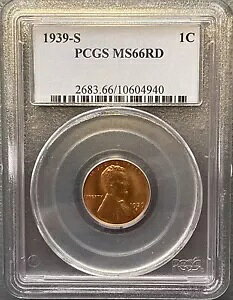 *���b�h* 1939-S �����J�[�� �E�B�[�g �Z���g �O���[�h (PCGS MS66RD) *���b�h* 1C �y�j�[ USA