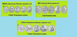 2022�A2023�A2024 S American Women Quarter 5 �R�C�� �Z�b�g - UNC - ���v 15 �R�C��