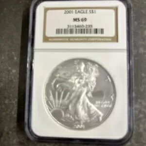 BCG 2001 $1 �A�����J�� �V���o�[ �C�[�O�� NGC MS69 ASE �V���o�[ �C�[�O�� �N���V�b�N �u���E�� ���x��