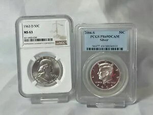 2 �R�C�� ���b�g 1963D �t�����N���� NGC MS63 & 2006S �P�l�f�B PCGS PR69 �n�[�t�_���[ �R�C��