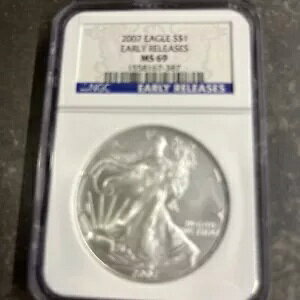 BCG 2007 $1 �A�����J�� �V���o�[ �C�[�O�� NGC MS69 SILVER EAGLE ���������[�X �u���[ ���x��