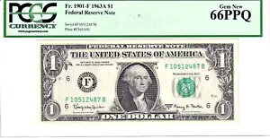 1963-A 1 ドル連邦準備銀行券アトランタ PCGS 宝石新品 66PPQ #F10512487B