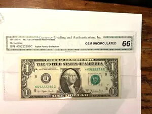 1977-A 1 ドル連邦準備銀行レーダー紙幣/CU #11124