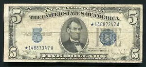 FR.1653* 1934-C $5 5 �h�� *�X�^�[*�u���[�V�[�� �V���o�[�ؖ����ʉ݃���