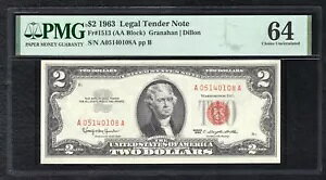 FRB 1513 1963 $2 @ʉݕč PMG 񗬒-64 (C)