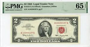 1963 N $2 @ʉݎD Fr#1513 65 EPQ PMG 2024266-016 (AA ubN)