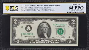 Fr.1935-C* 1976 �t�B���f���t�B�A $2 �A�M������s�X�^�[���� PCGS Choice UNC 64 PPQ